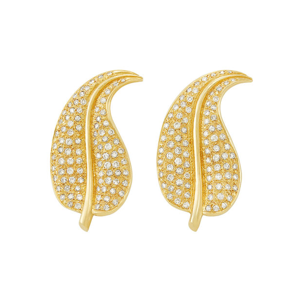 Double Gold and Diamond Leaf Brooches