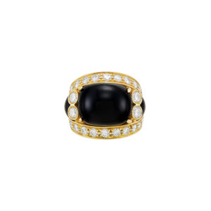 French Onyx and Diamond Ring