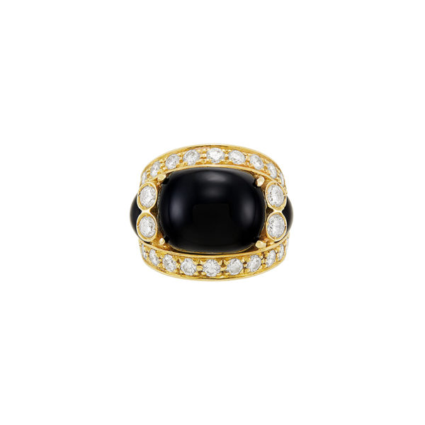 French Onyx and Diamond Ring