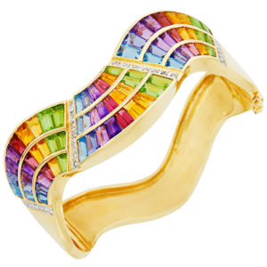 Colourful Stones and Gold Rainbow Bracelet