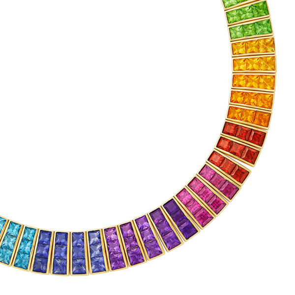 Rainbow Gem-Set and Gold Necklace and Earrings - Image 2