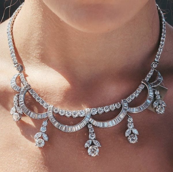 1930s Diamond Drops Necklace - Image 5