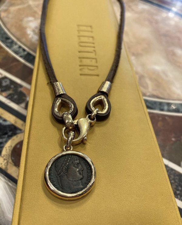 Bulgari Monete Coin Gold and Leather Necklace - Image 4