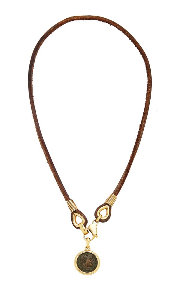 Bulgari Monete Coin Gold and Leather Necklace - Image 3