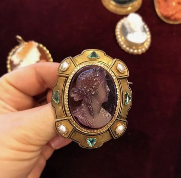 Antique Amethyst Cameo Brooch - Image 3