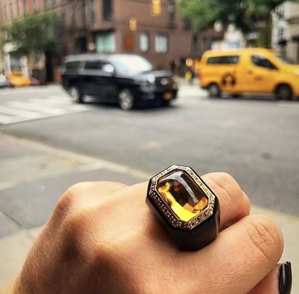 Onyx & Citrine Cocktail Ring - Image 5