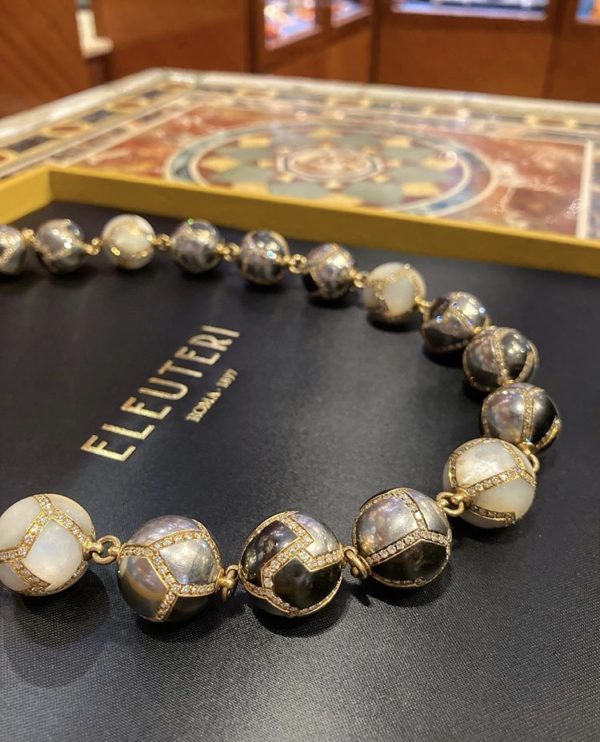 Faraone Hematite & Diamond Spheres Necklace - Image 5