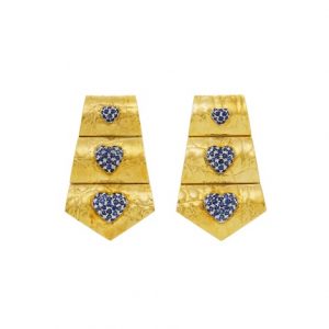 Gucci Gold and Sapphire Heart Earrings