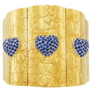 Gucci Gold and Sapphire Heart Bracelet