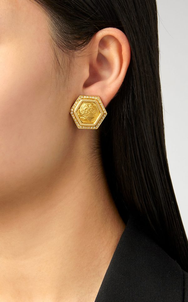 Yellow Gold Coin Ear-Clips - Image 2