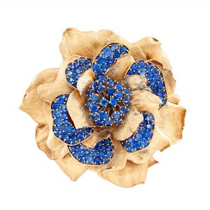 Van Cleef & Arpels Sapphire and Gold Flower Brooch