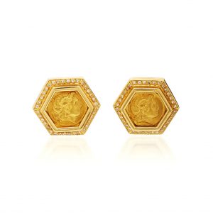 Yellow Gold Coin Ear-Clips