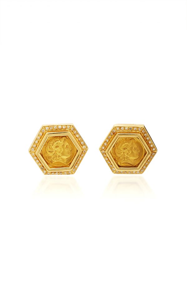 Yellow Gold Coin Ear-Clips
