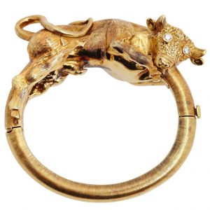 Greek Gold and Diamond Bull Bracelet