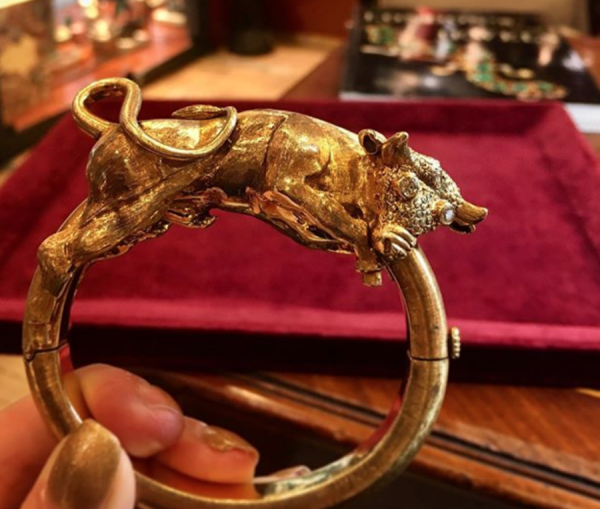 Greek Gold and Diamond Bull Bracelet - Image 5