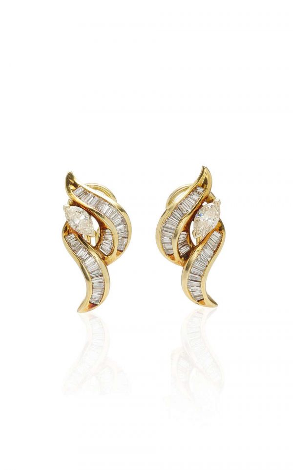 Italian Gold and Diamond Earclips - Image 4