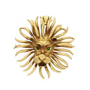 Cartier Gold and Emerald Lion Brooch