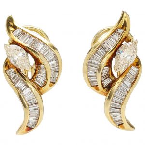 Italian Gold and Diamond Earclips