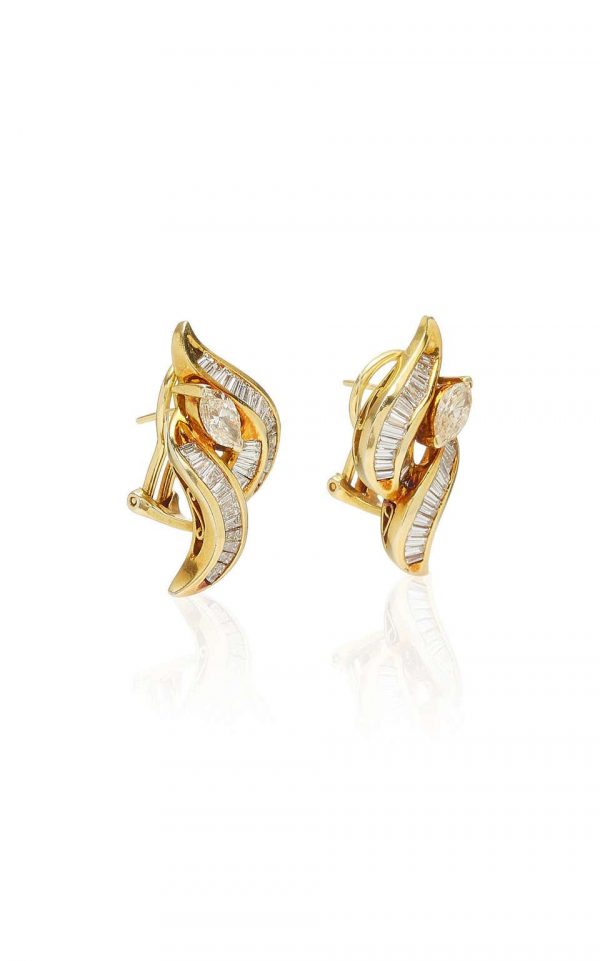 Italian Gold and Diamond Earclips - Image 3