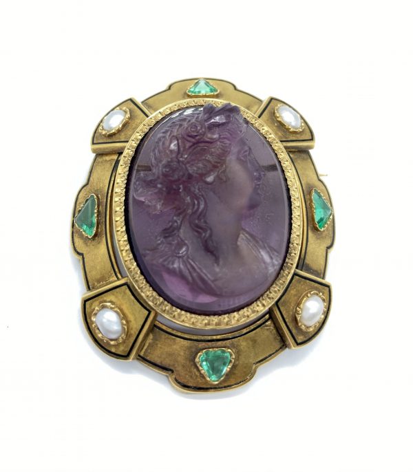 Antique Amethyst Cameo Brooch - Image 2