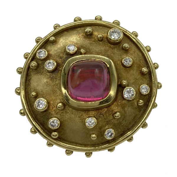Cabochon Tourmaline and Diamond Earclips - Image 2