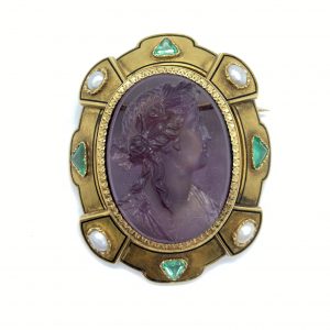 Antique Amethyst Cameo Brooch