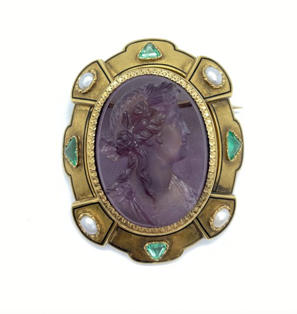 Antique Amethyst Cameo Brooch