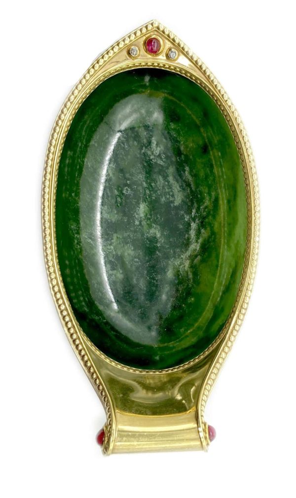 Fabergé Nephrite, Gold, and Ruby Kovsh - Image 2