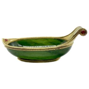 Fabergé Nephrite, Gold, and Ruby Kovsh