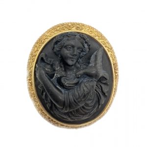 Antique Lava Cameo Brooch