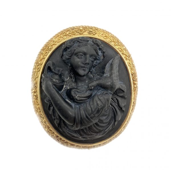 Antique Lava Cameo Brooch