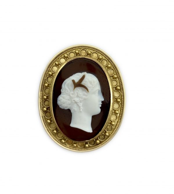 Etruscan Revival Cameo Brooch Pendant