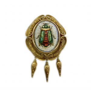 Egyptian Revival Micromosaic Pendant Brooch