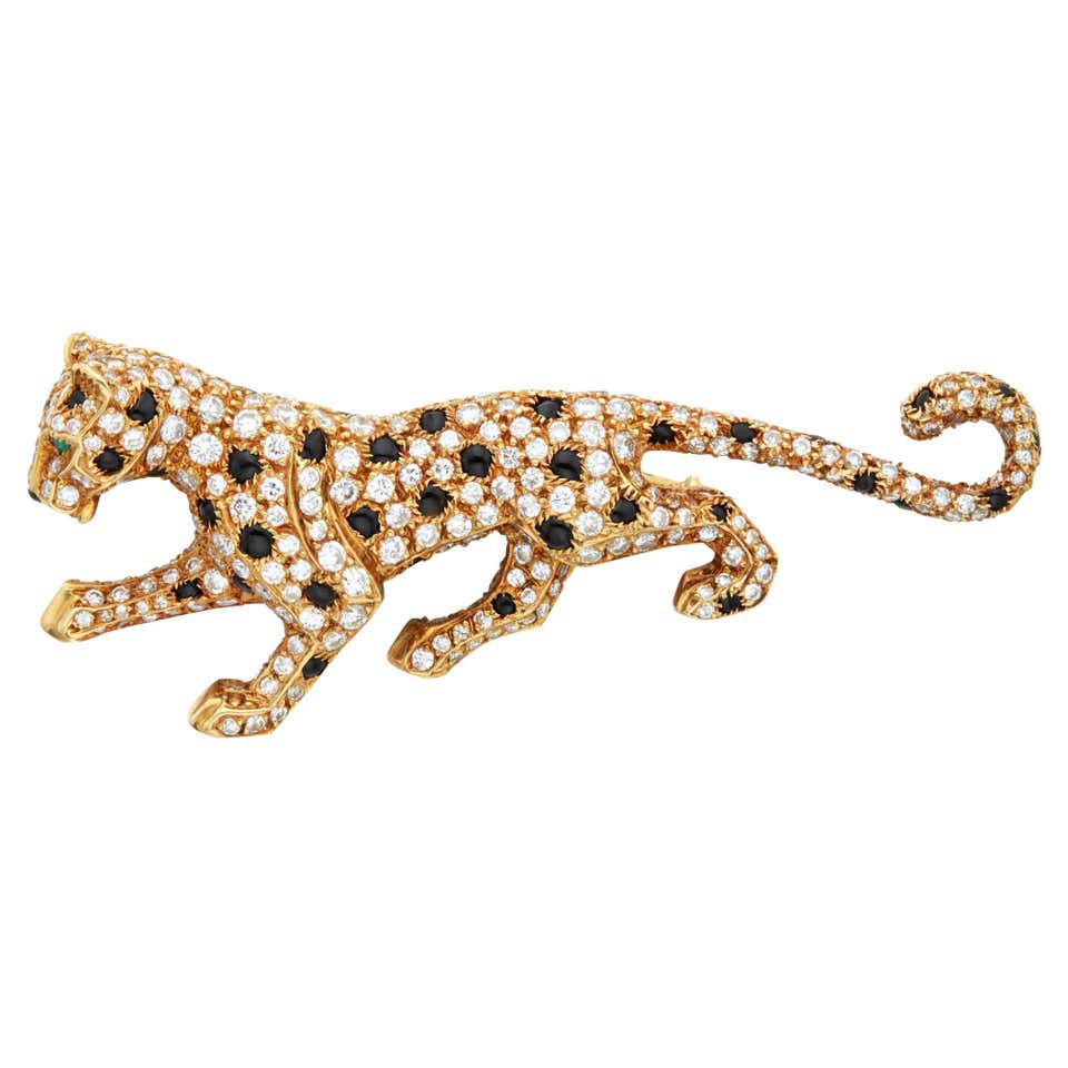 Diamond Onyx Emerald Brooch - Eleuteri