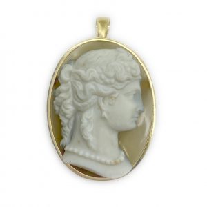 Antique Agate Cameo Pendant Brooch