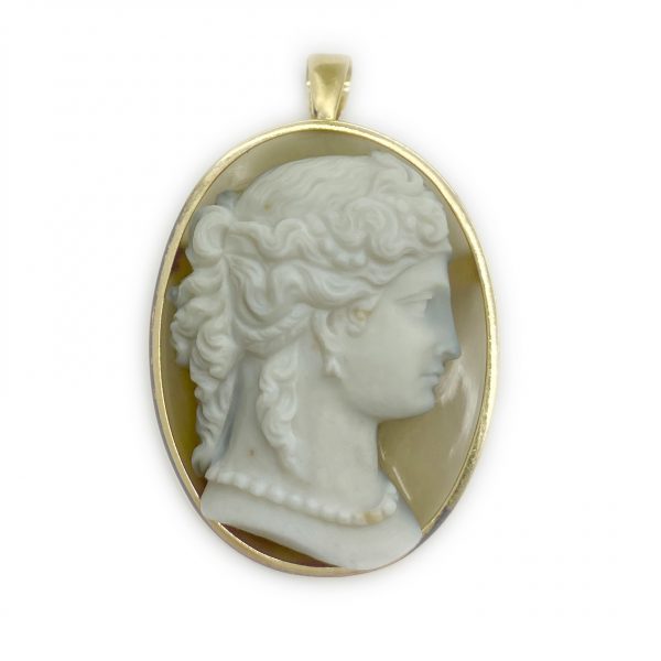 Antique Agate Cameo Pendant Brooch