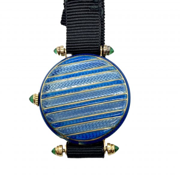 Art Deco Enamel, Emerald, and Diamond Watch - Image 2