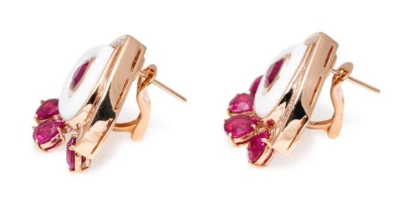 Marina B Ruby Diamond Cocholong White Opal Earclips - Image 2