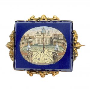 Antique Micromosaic St. Peter’s Square Brooch