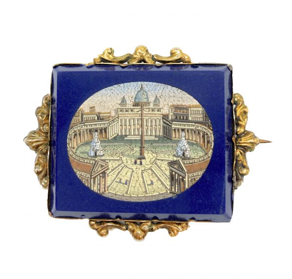 Antique Micromosaic St. Peter’s Square Brooch