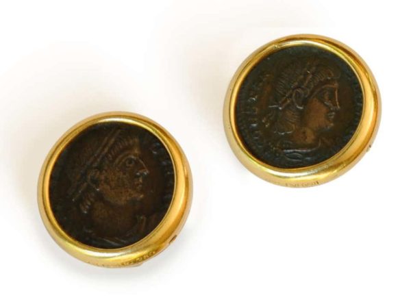 Bulgari Monete Gold and Ancient Roman Coin Earclips