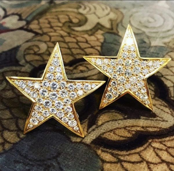 Diamond Star Gold Earrings - Image 2