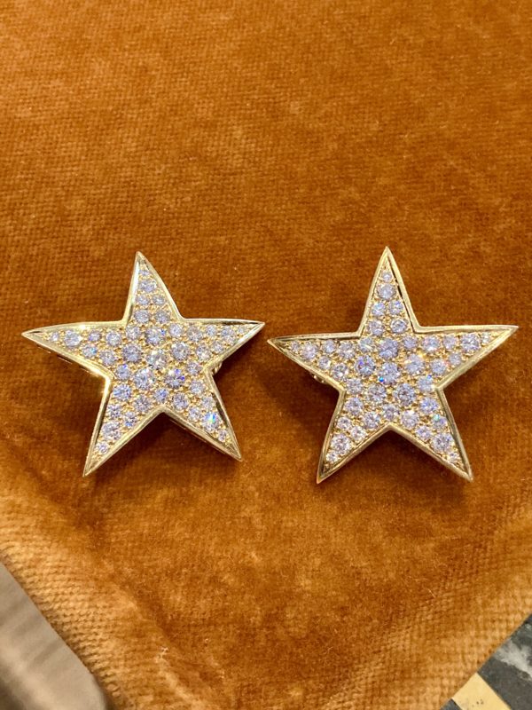 Diamond Star Gold Earrings - Image 3