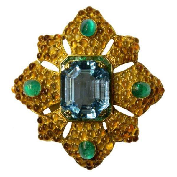 Van Cleef & Arpels Aquamarine Citrine Brooch