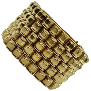 Retro Yellow Gold Geometric Link Bracelet
