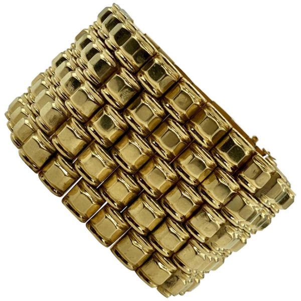 Retro Yellow Gold Geometric Link Bracelet