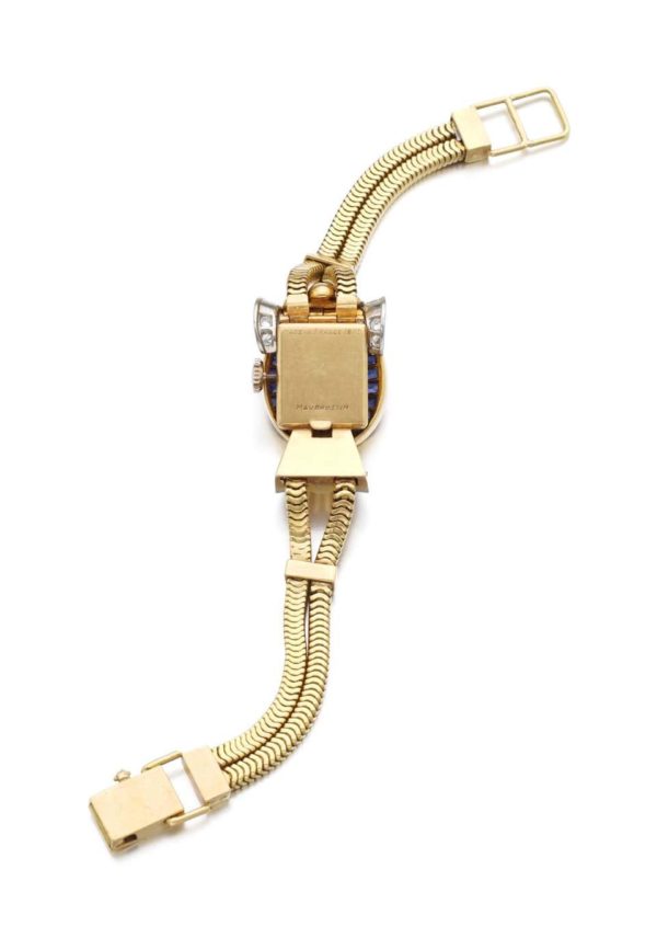Mauboussin Retro Sapphire Diamond Gold Mystery Watch Bracelet - Image 3