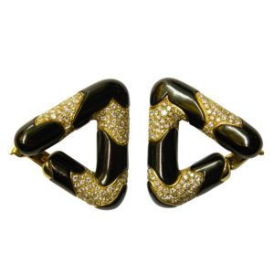 Marina B Black Enamel & Diamond Triangle Earrings