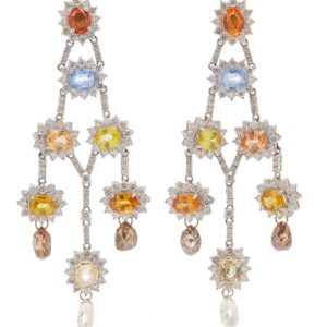 Sapphire & Diamond Girandole Chandelier Earrings