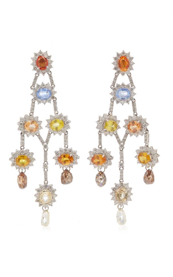 Sapphire & Diamond Girandole Chandelier Earrings